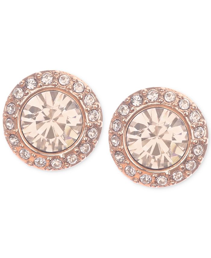 Givenchy Rose Gold-Tone Pavé Button Stud Earrings - Macy's