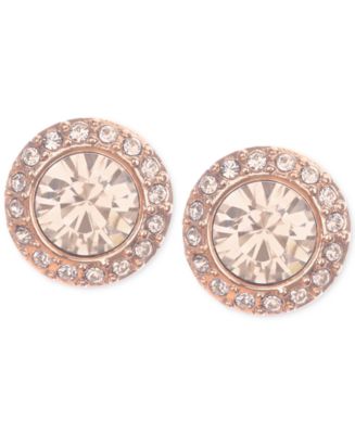 Givenchy Rose Gold-Tone Pavé Button Stud Earrings - Macy's