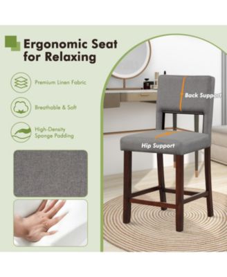 2 Piece Bar Chair Set with Hollowed Back and Rubber Wood Legs