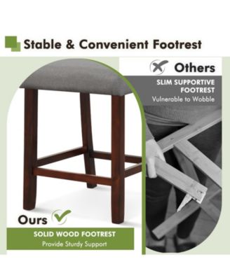 2 Piece Bar Chair Set with Hollowed Back and Rubber Wood Legs