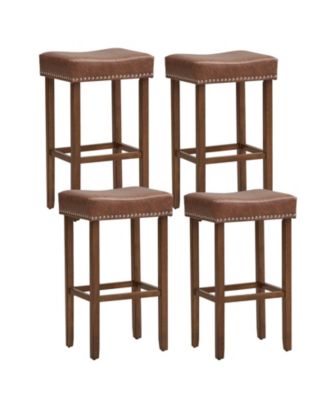 Upholstered Bar Stools Set of 2 with Footrests for Counter