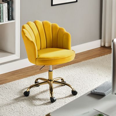 Woman Modern Cute Shell Back Upholstered Desk Chair for Vanity, Living Room