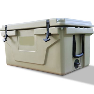 Khaki Color Ice Cooler Box 65Qt Camping Ice Chest Beer Box Outdoor Fishing Cooler