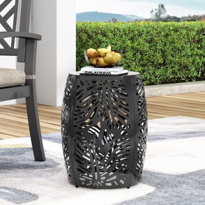 Streamdale Modern Palm Leaf Side Table with Durable Iron Frame