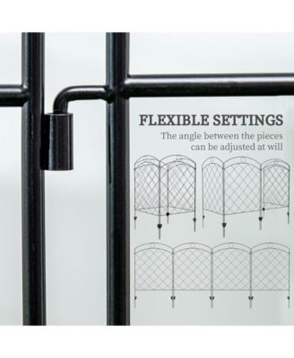 Decorative Black Wire Grid Garden Fence Panels with Arches and Rings