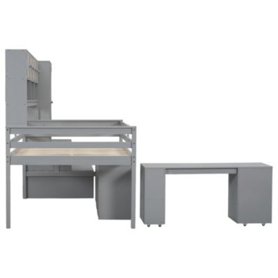 Streamdale Wooden Loft Bed with Storage and Desk