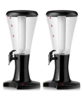 Set of 2 3L Draft Beer Tower Dispenser with LED Lights