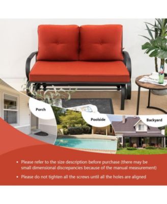 Patio 2-Person Glider Bench Rocking Loveseat with Cushioned Armrest