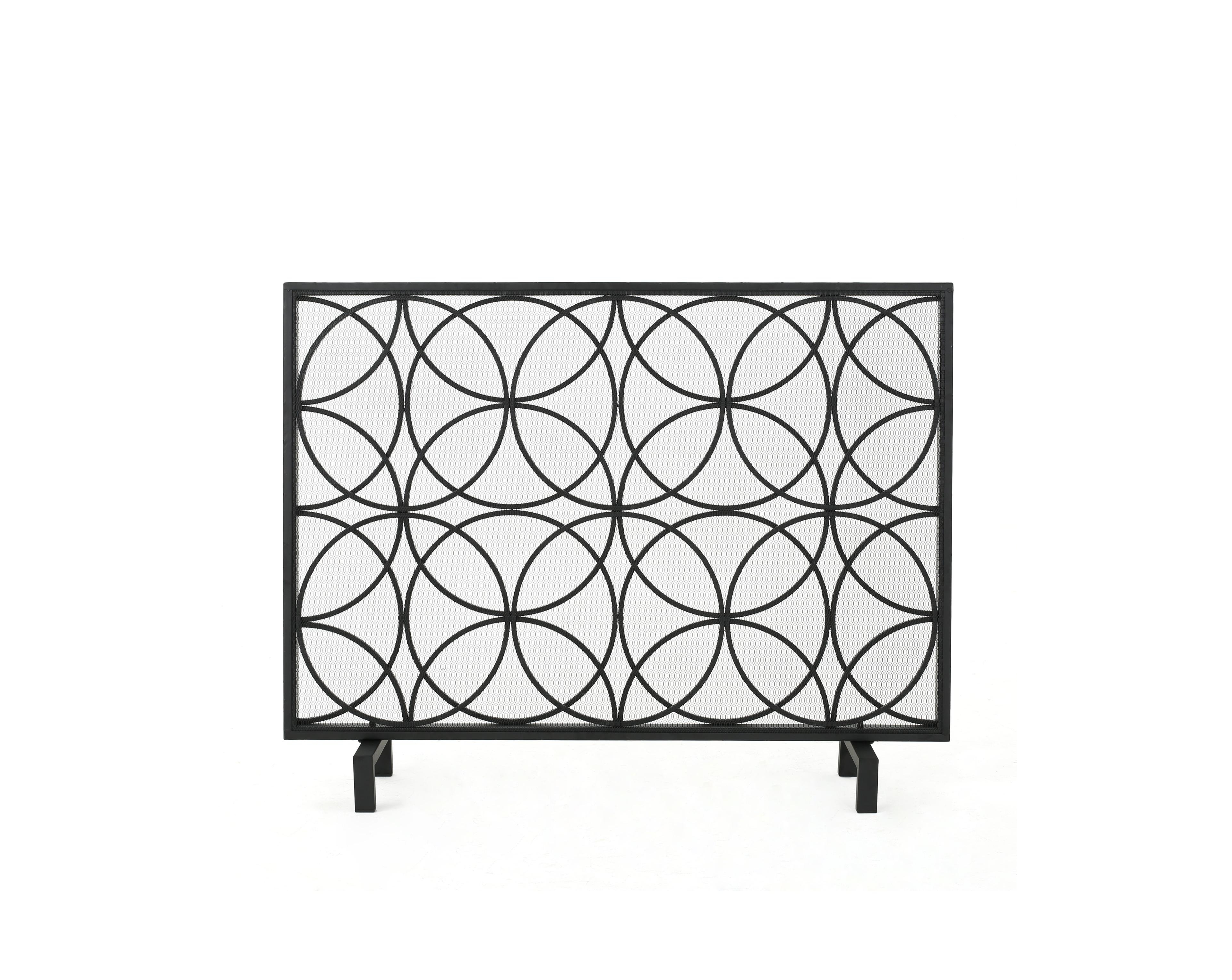 Streamdale Geometric Iron Fireplace Screen with Single Overlapping Panel
