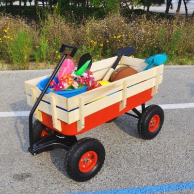 Outdoor Sports Wagon with Wood Panels & Air Tires