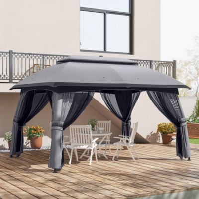 Spacious Outdoor Gazebo with Mesh Netting for Group Activities and Protection
