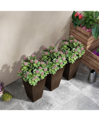 Elegant Stackable Wood-Look Outdoor Planters (Set of 3)