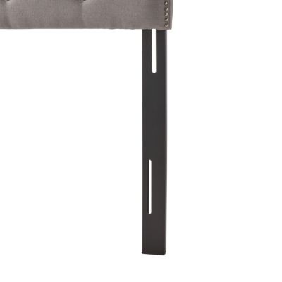 Contemporary Upholstered Button Tufted Headboard with Nailhead Accents