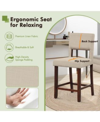 2 Piece Bar Chair Set with Hollowed Back and Rubber Wood Legs