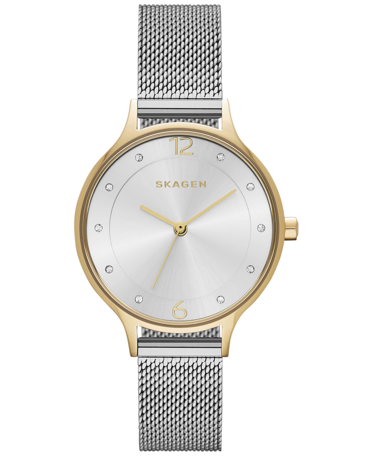 Женские часы Skagen Anita Two-Tone Stainless Steel Mesh Bracelet Watch 30mm — фото 1