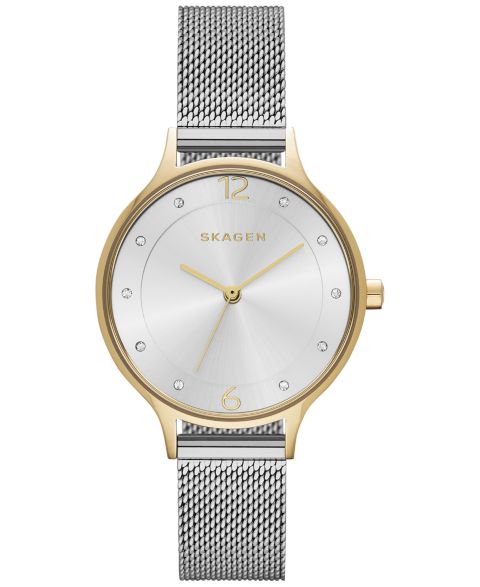 Женские часы Skagen Anita Two-Tone Stainless Steel Mesh Bracelet Watch 30mm