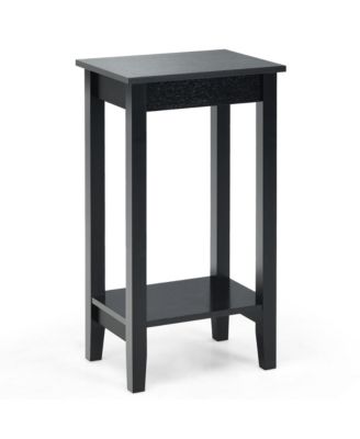 2-Tier Nightstand End Side Table Coffee Table Wooden Legs Bedroom