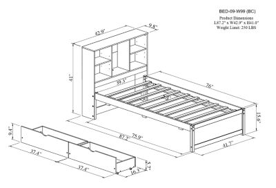 Streamdale Modern Twin Bed Frame with USB Port & Storage