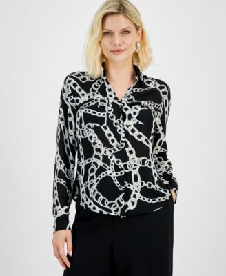 I.N.C. International Concepts - Petite Utility Button-Front Top