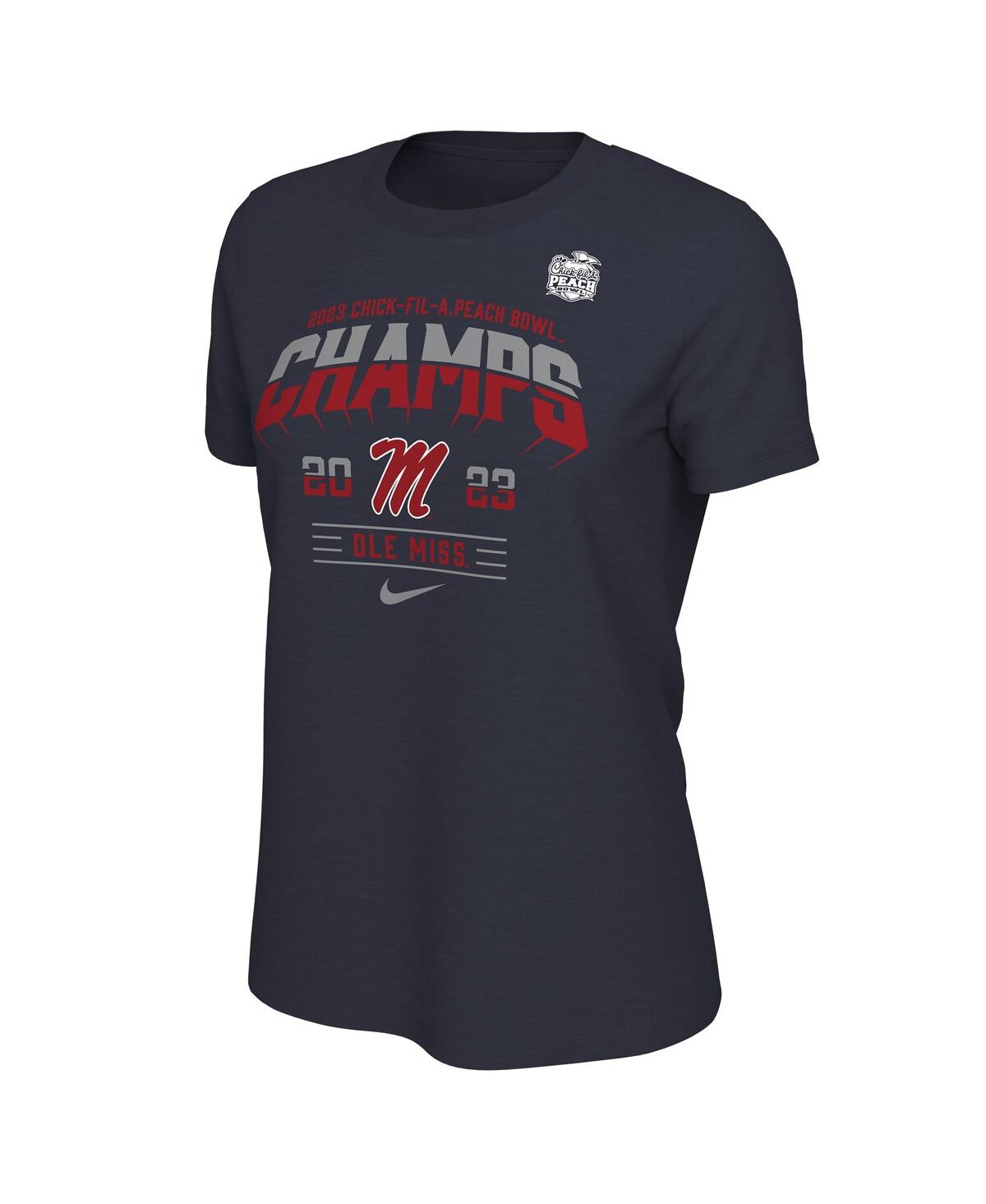 Nike Women's Navy Ole Miss Rebels 2023 Peach Bowl Champions Locker Room T-shirt In Navy