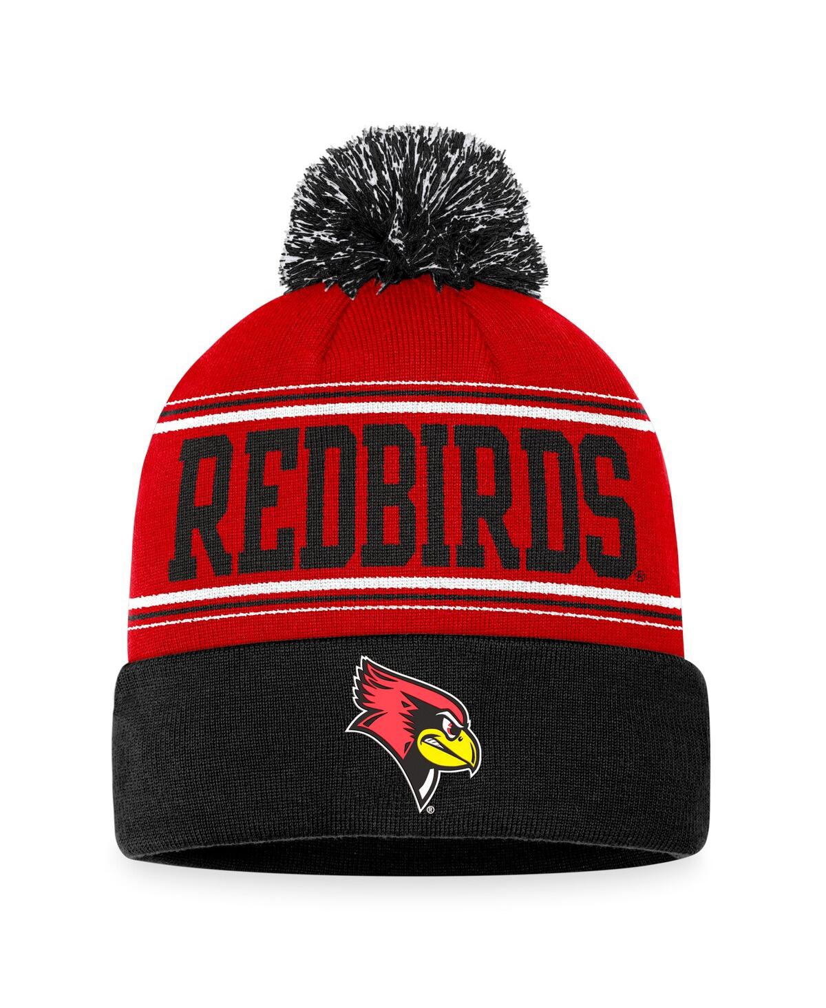 Men's Red Illinois State Redbirds Draft Cuffed Knit Hat with Pom - Red, Black
