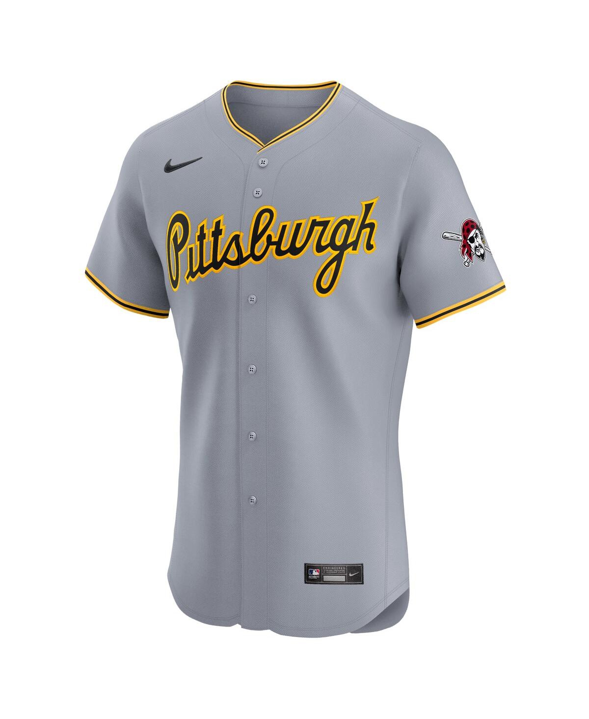 Nike Men'sPittsburgh Pirates Road Vapor Premier Elite Patch Jersey - Gray