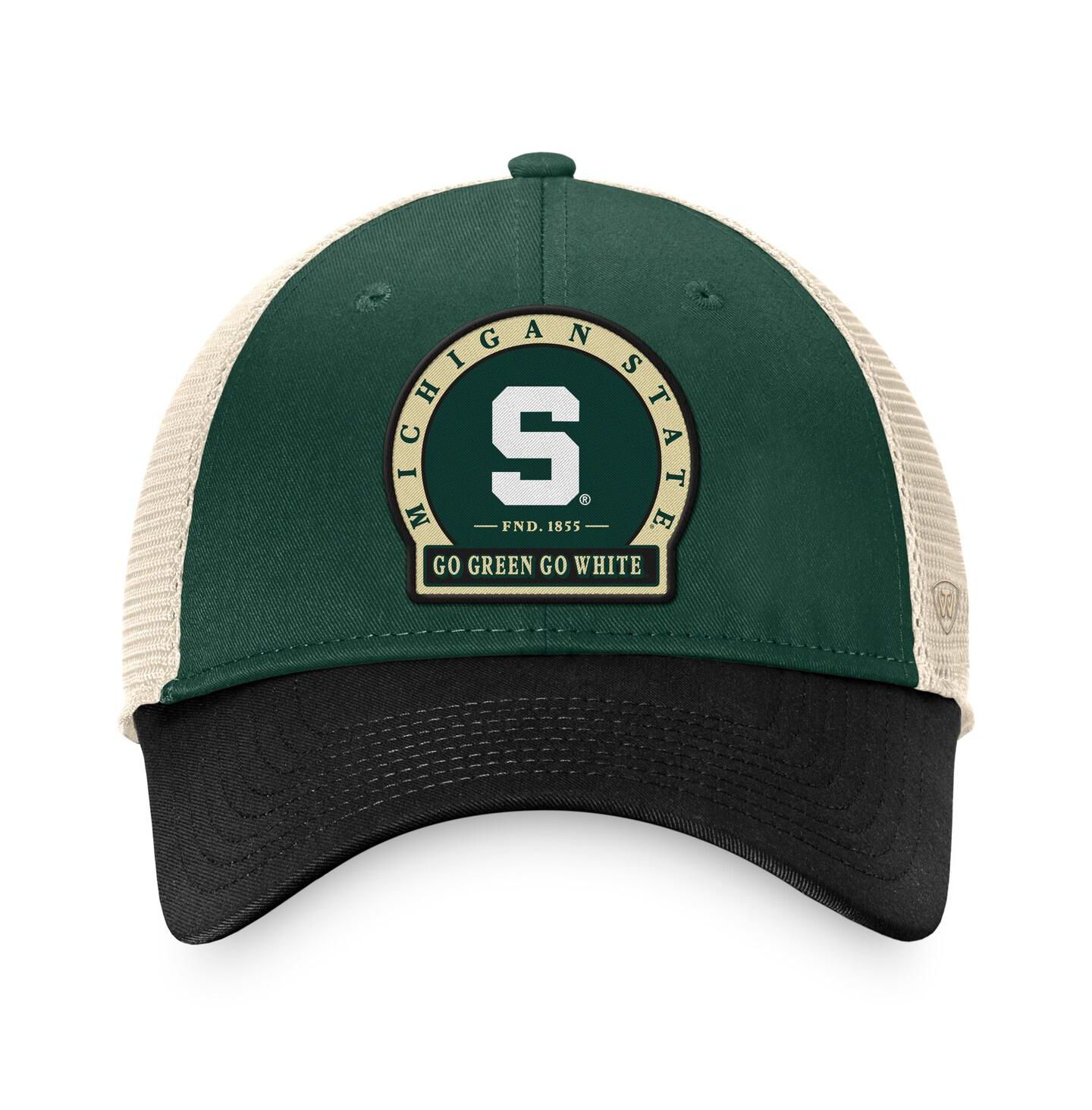 Мужская кепка Top of the World Green Michigan State Spartans Refined Trucker Adjustable Hat — фото 4