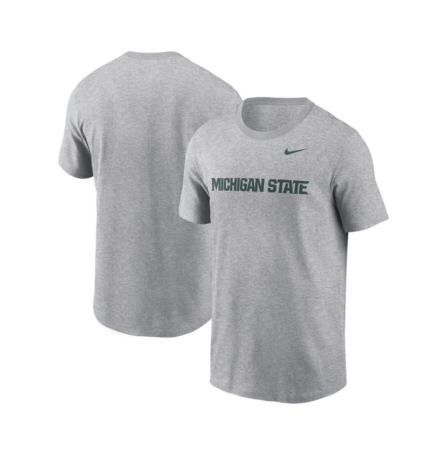 Мужская футболка Nike Michigan State Spartans Primetime Evergreen Wordmark, цвет: Меланжевый серый — фото 1
