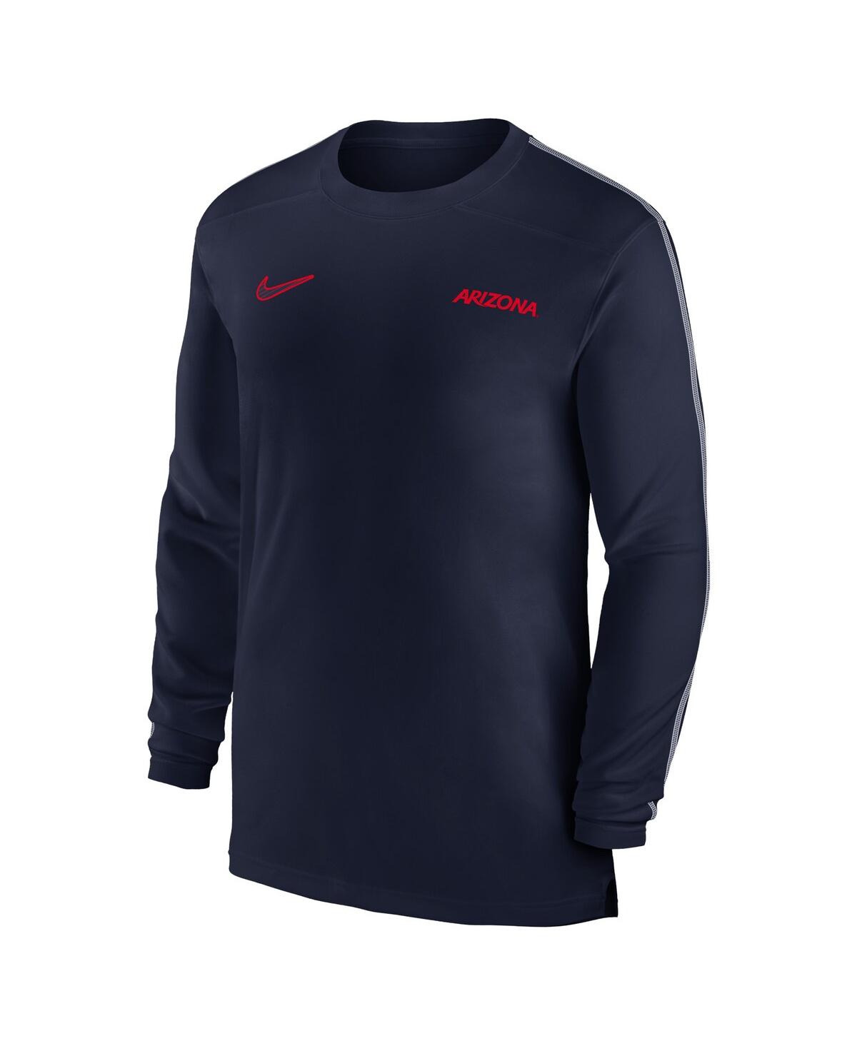 Nike Men's Navy Arizona Wildcats 2024 Sideline Coach Uv Performance Long Sleeve T-shirt In Navy,white