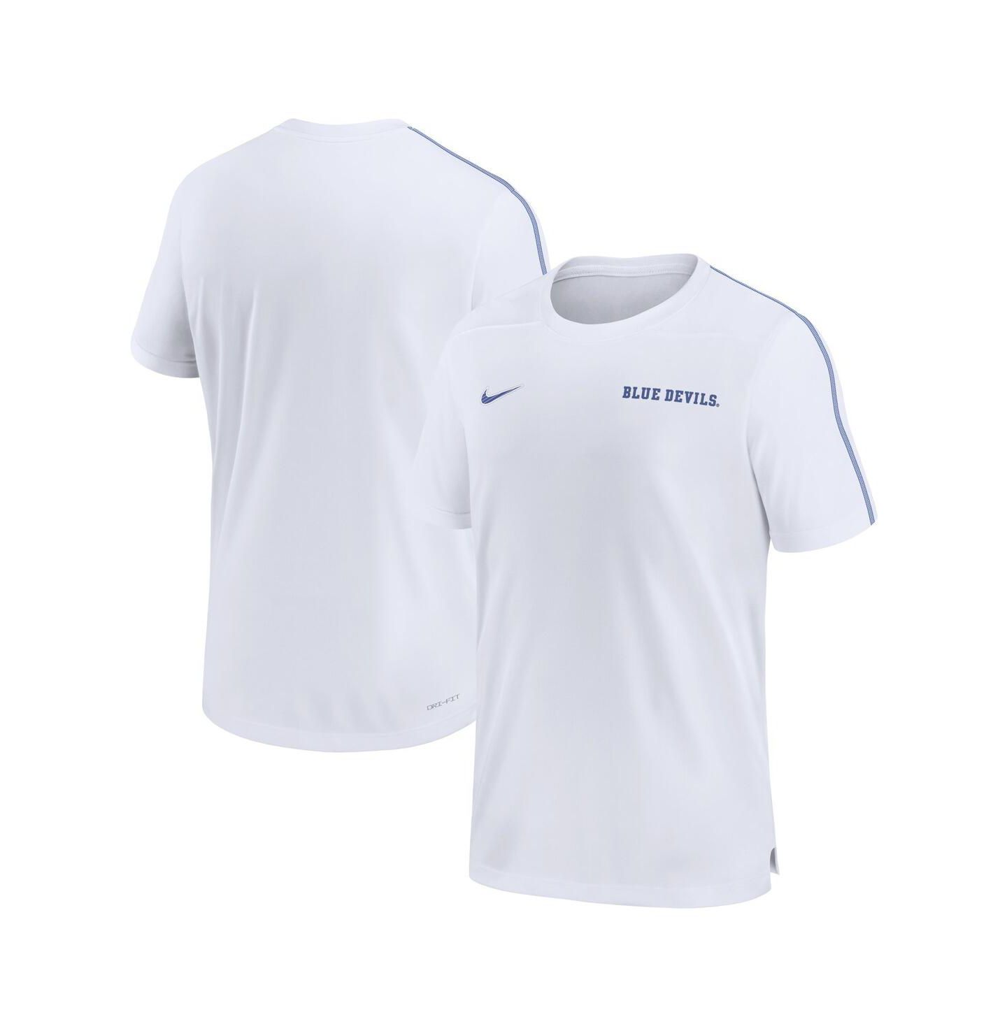Мужская футболка Nike Duke Blue Devils 2024 Sideline Coach Performance, цвет: Белый / Синий — фото 1
