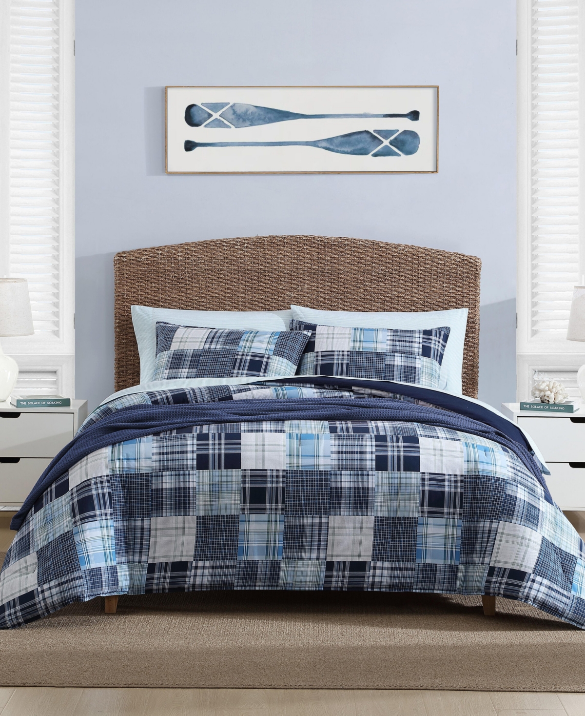 Nautica Mason Patchwork 2 Piece Comforter Set, Twin In Captain's Blue,green