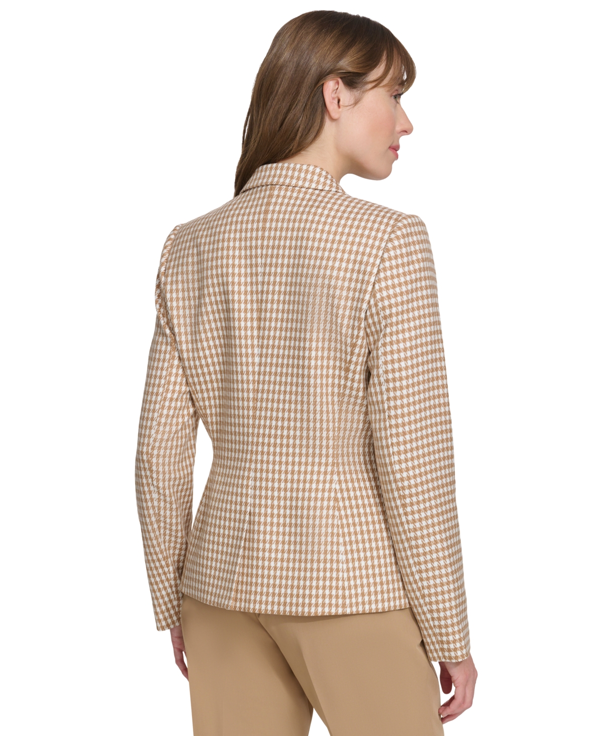 Tommy Hilfiger Women's Check-print Long-sleeve Blazer In Tobacco,iv