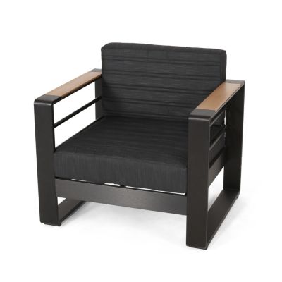 Slat Design Aluminum Club Chair Set with Water-Resistant Cushions