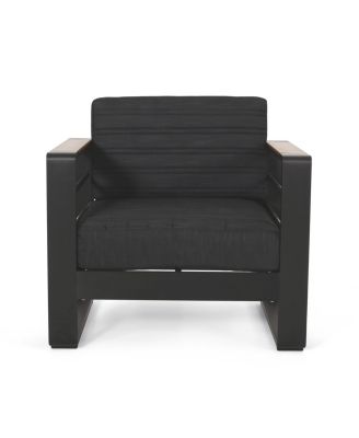 Slat Design Aluminum Club Chair Set with Water-Resistant Cushions