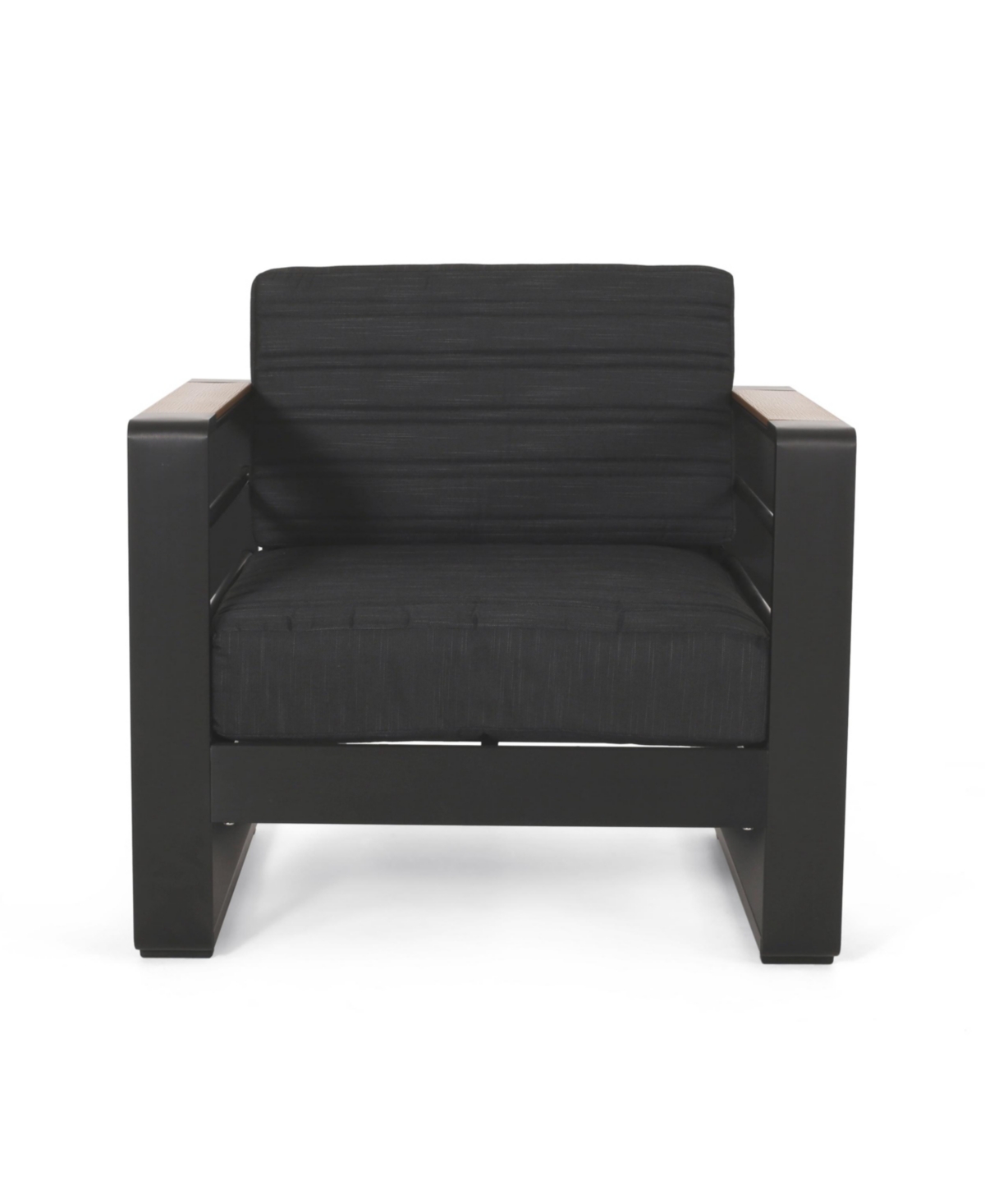 Streamdale Furniture Slat Design Aluminum Club Chair Set with Water-Resistant Cushions