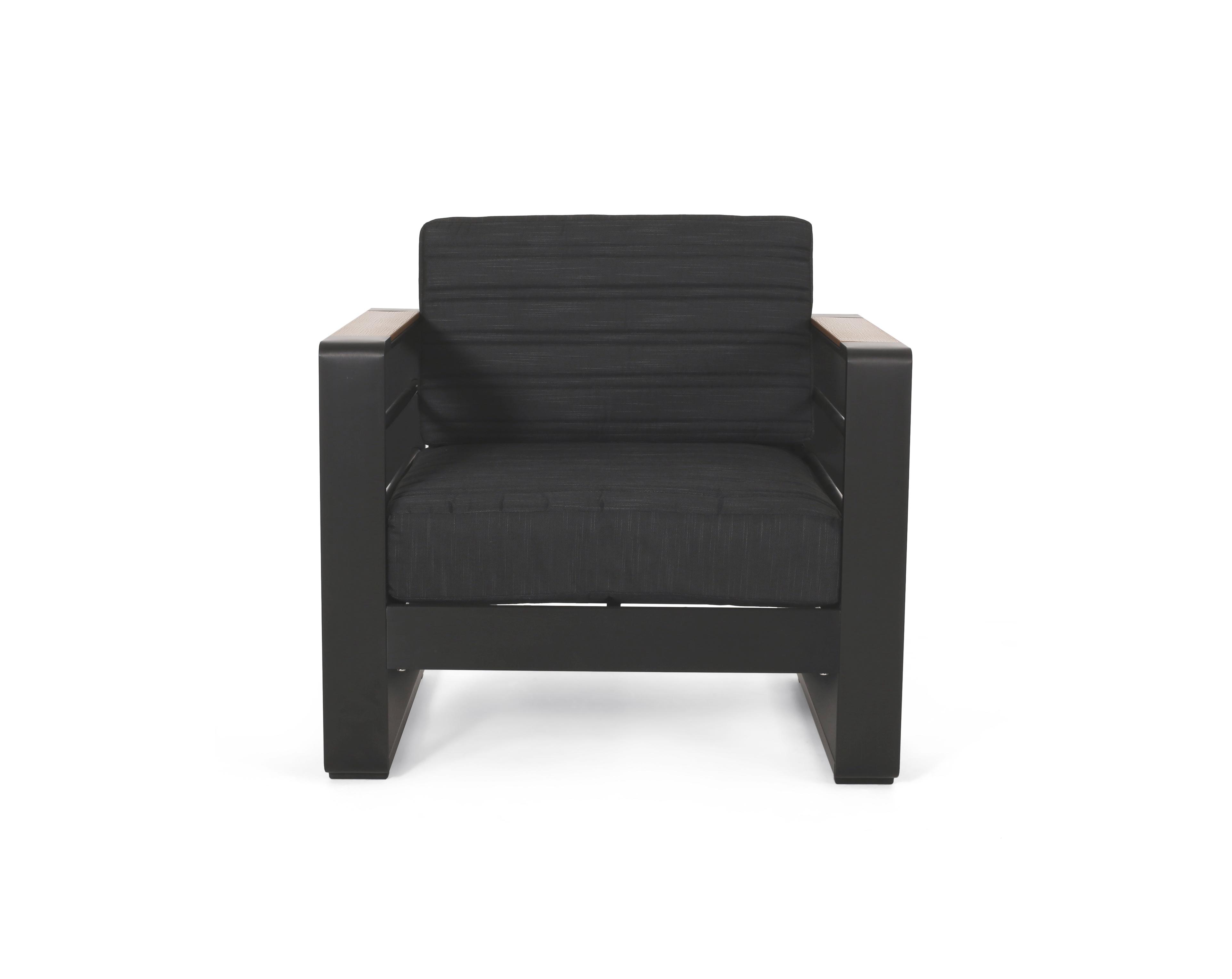Streamdale Furniture Slat Design Aluminum Club Chair Set with Water-Resistant Cushions