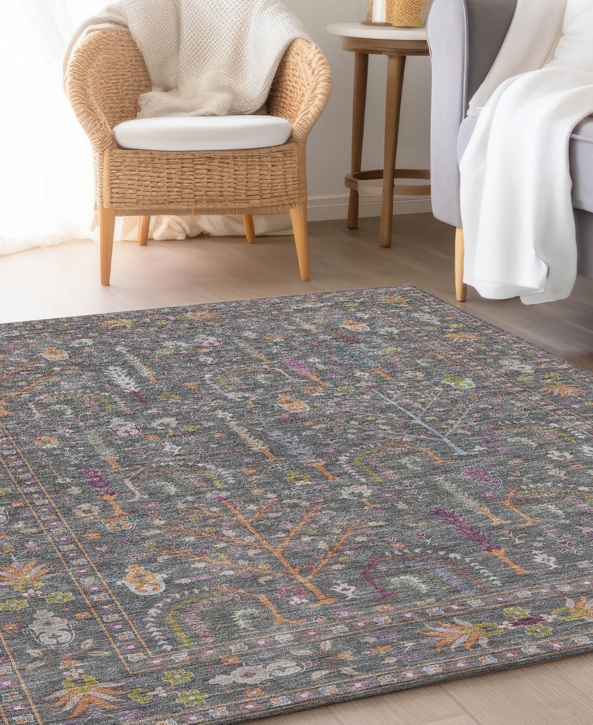 Dalyn Hatay Washable Hy5 3'x5' Area Rug In Gray
