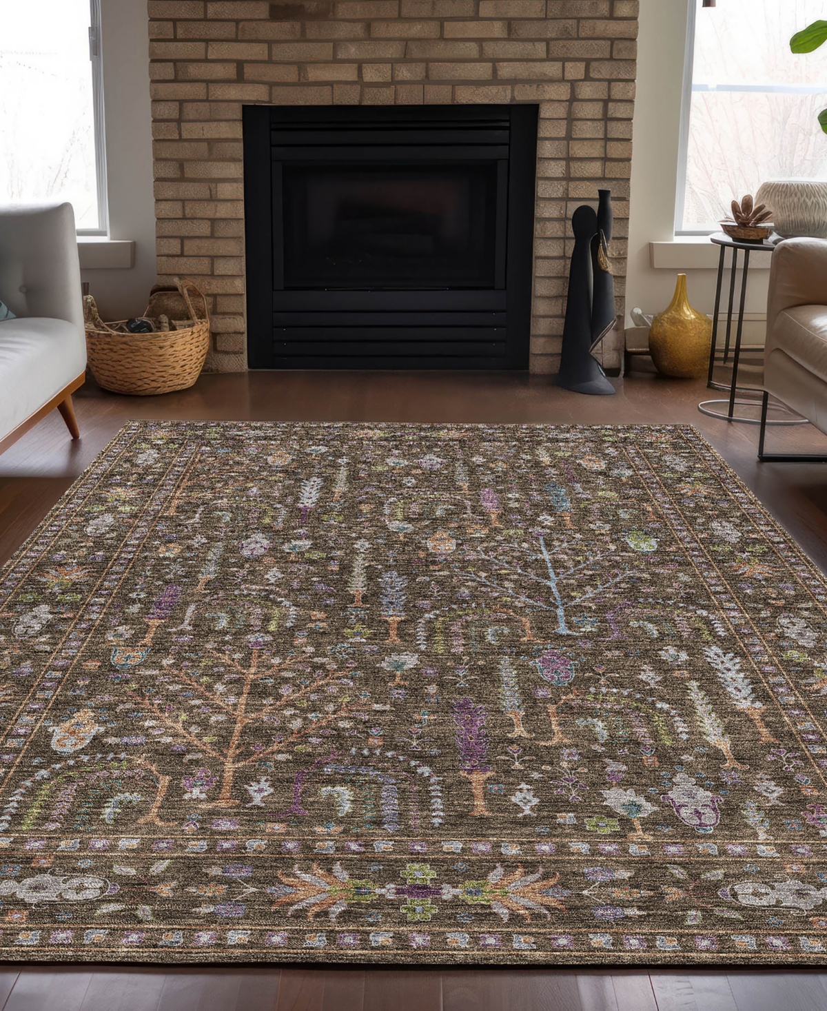 Dalyn Hatay Washable Hy5 8'x10' Area Rug In Brown