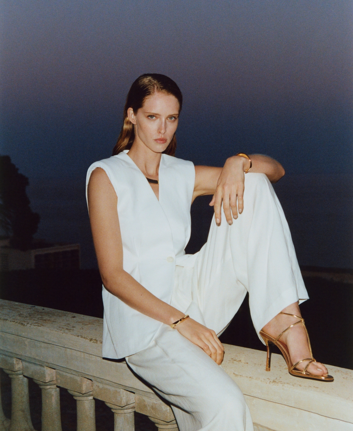 Mango Metallic Strap Sandals Gold In Gold