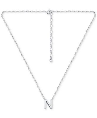 Initial N Pendant Necklace in Sterling Silver, 16" + 2" extender, Created for Macy's