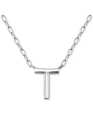 Initial T Pendant Necklace in Sterling Silver, 16" + 2" extender, Created for Macy's