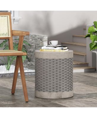 Streamdale Modern Concrete Basket Weave Patio Side Table with No Assembly