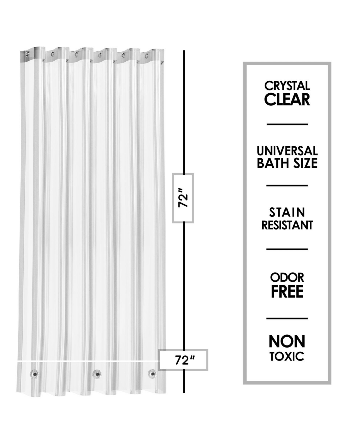 Clara Clark Heavy Duty 5G Thick, Soap & Scum Resistant Shower Curtain Liner