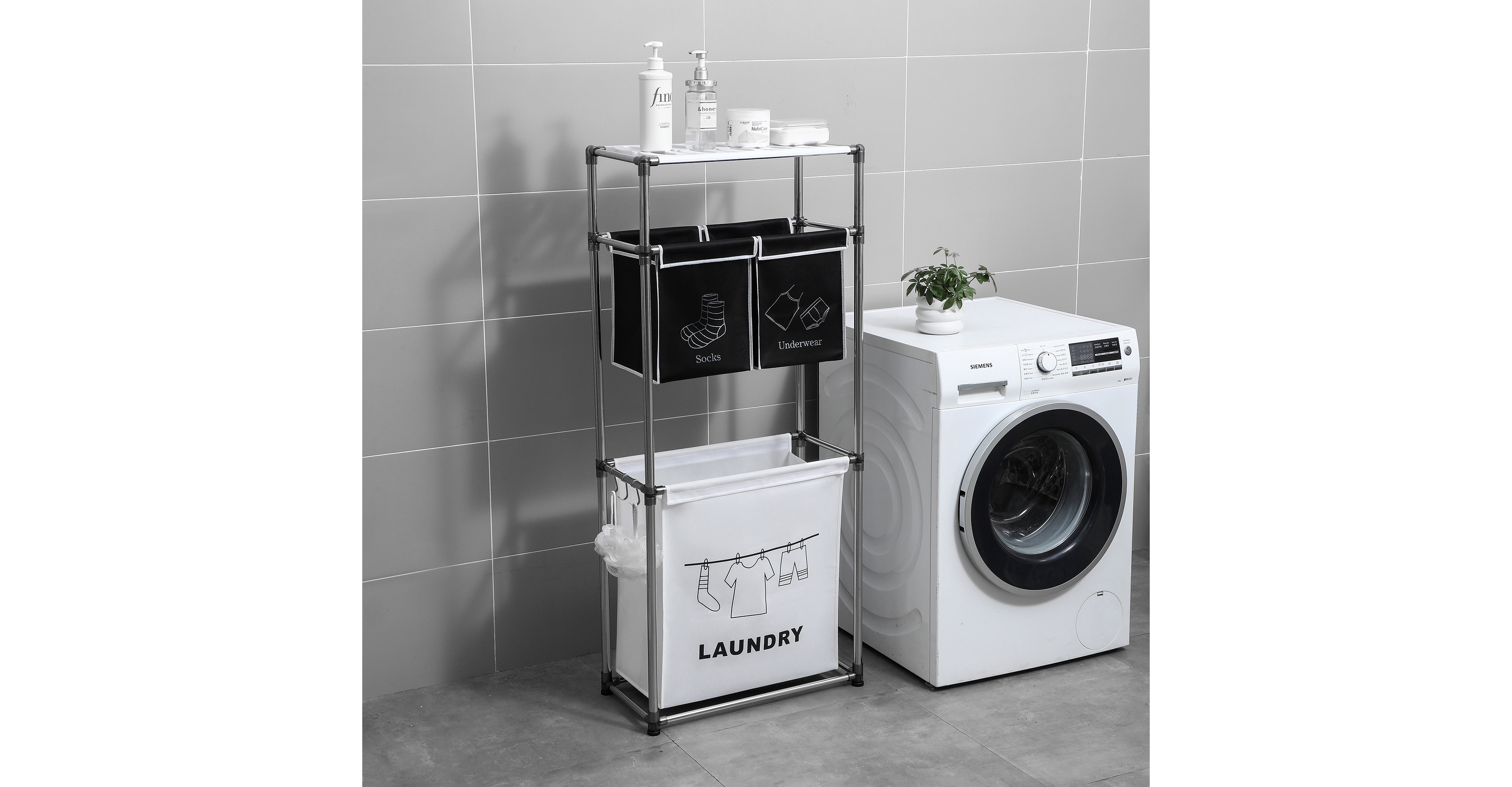 3 Tier Laundry Sorter with 4 Removable Bags