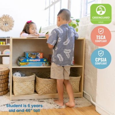 Double-Sided Mobile Book Display with Storage, Natural, 1