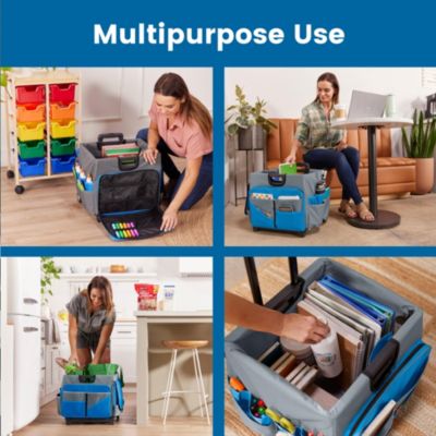 Universal Rolling Cart and Canvas Organizer - Blue/Grey