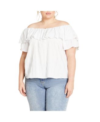 City Chic Women s Plus Size Christy Off Shoulder Top White 26W