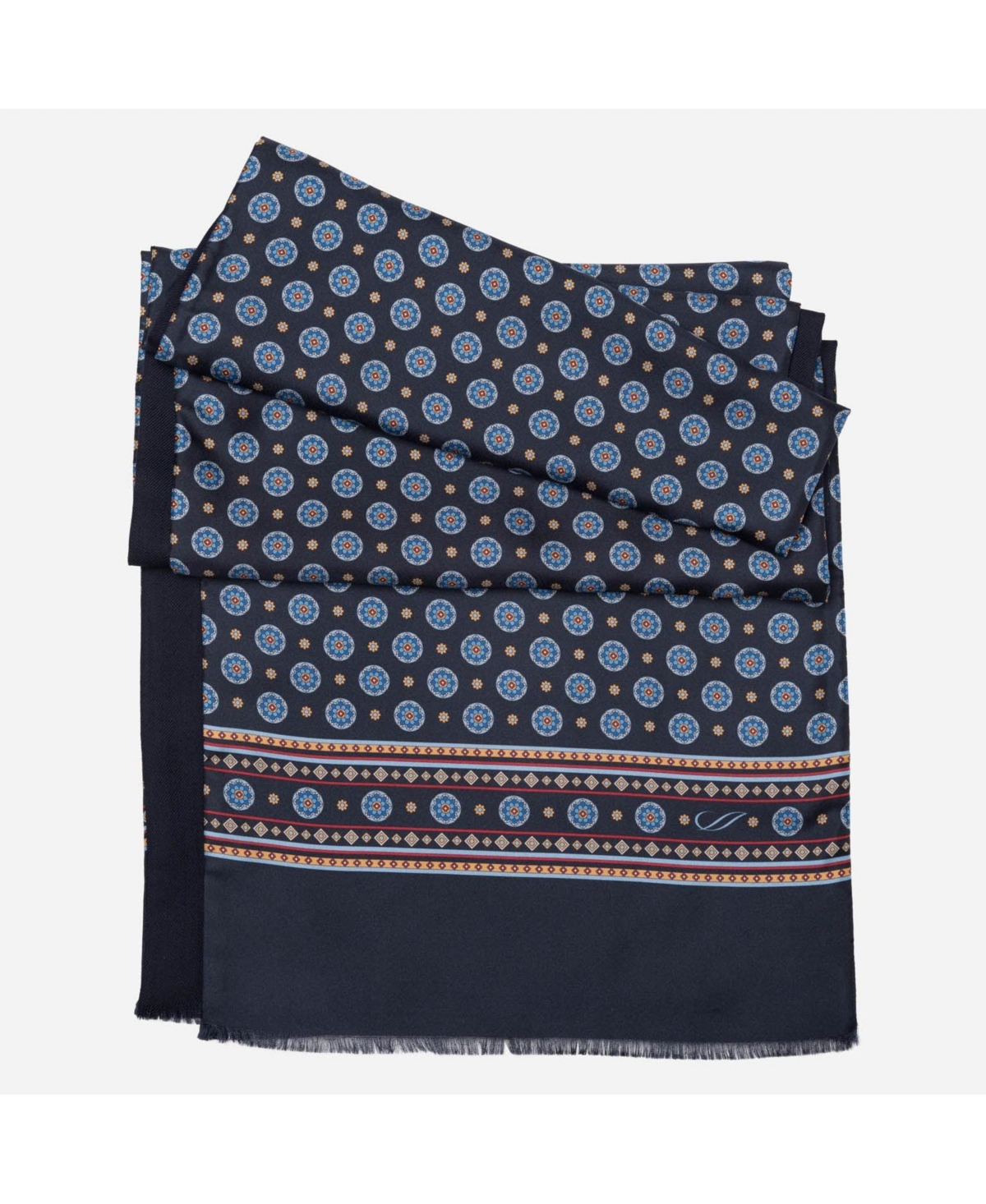 Men's Palatino - Wool Backed Silk Scarf for Men - Navy and blue