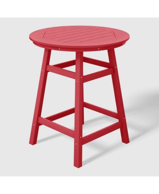 5 PC HDPE Outdoor Patio Dining Bar Table and Counter High Round Stools