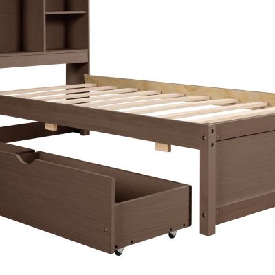 Streamdale Modern Twin Bed Frame with USB/Storage Headboard